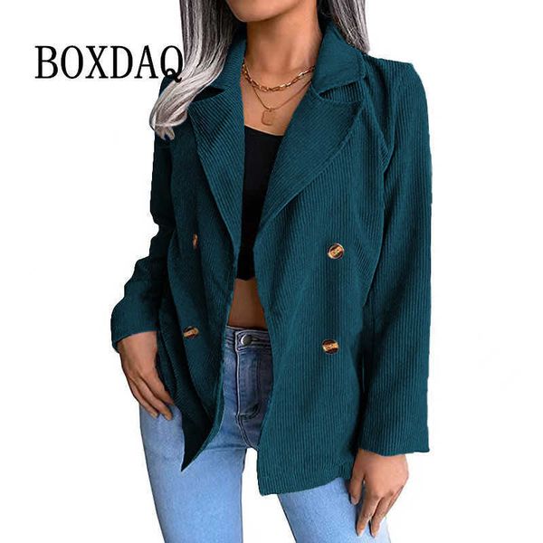 

women's jackets autumn corduroy blazer women double breasted blazers jackets winter black blazer coat female office ladies 2022 casual, Black;brown
