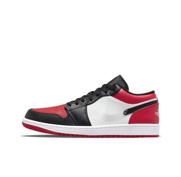 

1s low black red toe shoes basketball sports jordon man women sneakers