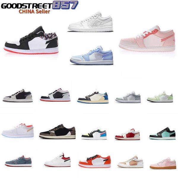 

basketball shoes sport sneakers trainers wolf grey white sesame ghost green 2021 1 1s low men women quai 54 mighty swooshers all-white