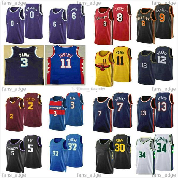 

75th 2022 basketball jerseys lebron 23 6 james davis collin 2 sexton deaaron 5 fox mens's''nba''jersey 32 towns gia, Black;red