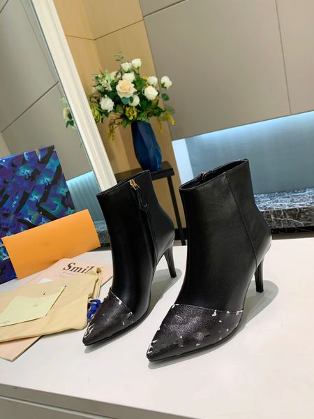 

designer boots autumn winter womens for women 's slip-on round toe ankle boats men buckle motorcycle luxurious ladies brand short woman, Black