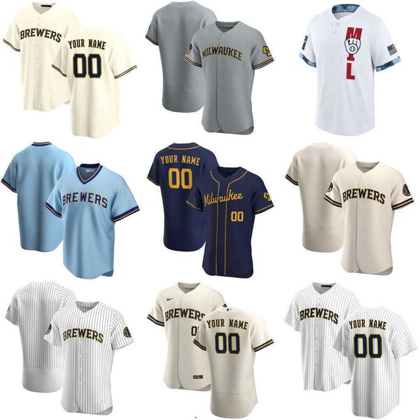 

2022 baseball jerseys custom jersey mens women youth milwaukee''brewers''51 freddy peralta 29 josh lindblom 13 mark math, Blue;black