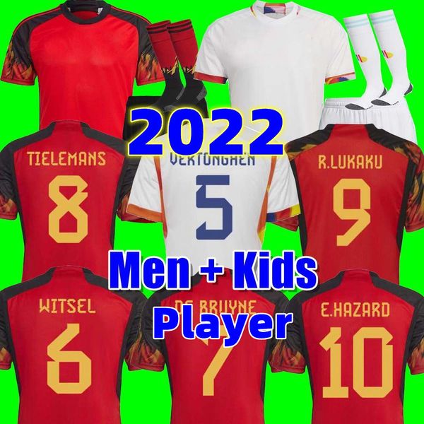 

soccer jerseys belgium 2022 wold cup fans player national team de bruyne hazard courtois lukaku tielemans 22 23 batshuayi kevin men kids set, Black;yellow