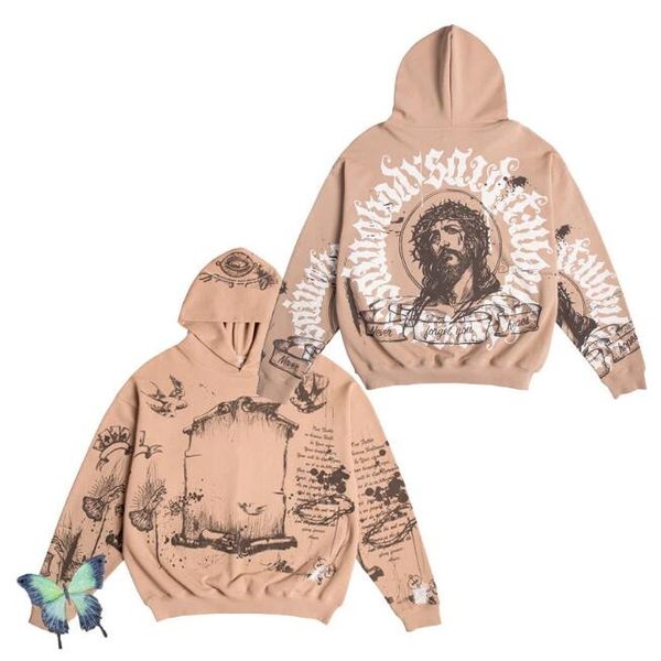 

graffiti high street khaki hooded hip-hop hoodie sweatshirt, Black;brown