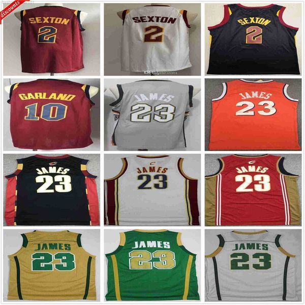 

basketball jerseys retro 2003 2004 vintage classic lebron #23 james jersey fighting irish red black white collin 2 sexton darius 10 garland, Black;red