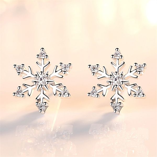 

european and american crystal zircon snow charm women's shiny rhinestone charm earrings christmas new year birthday jewelry gift ac269, Golden