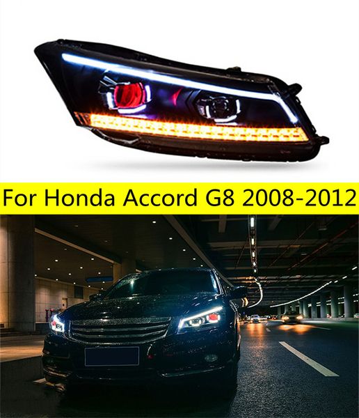 

head lamp for honda 20 08-20 13 accord g8 headlights fog light day running light drl h7 led bi xenon bulb car accessory