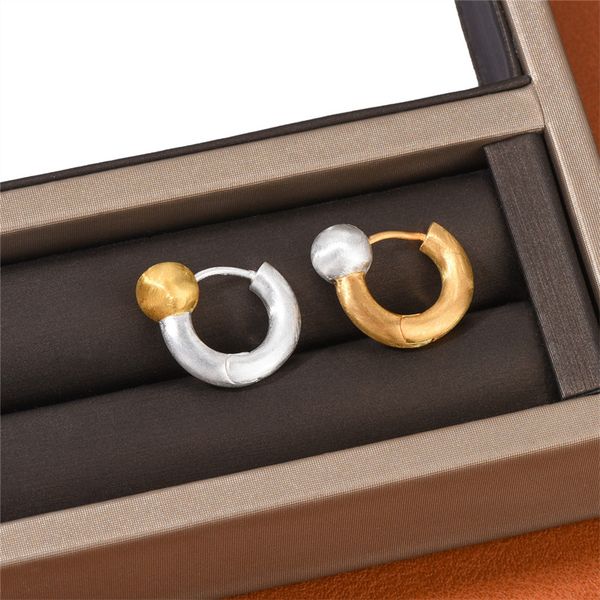 

ins niche design stud gold/silver circle color matching earrings frosting simple temperament ol fashion street jewelry accessories, Golden;silver