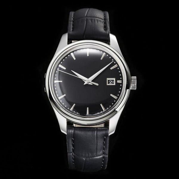 

mens watch gentleman classic cow leather band 39mm slightly convex blue treasure watches mirror dust proof design mechanical watchs, Slivery;brown