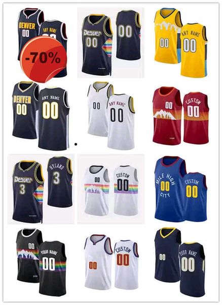 

75th custom mens womens denver''nuggets''allen 3 iverson petr 21 cornelie alex 2 english dikembe 55 mutombo basketball j, Black
