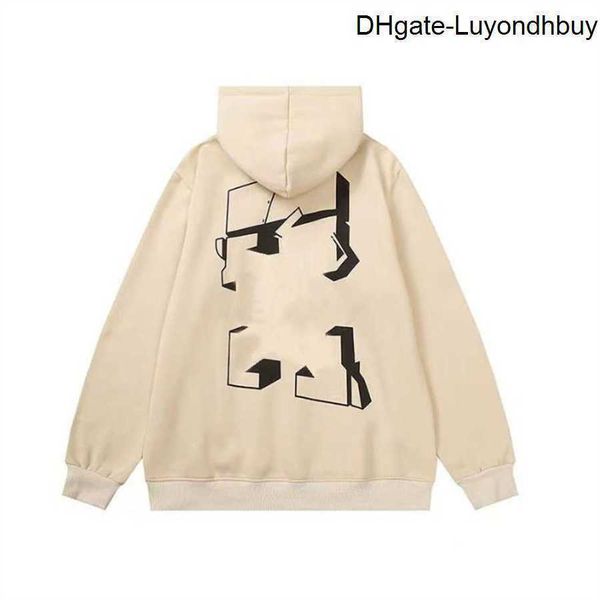 

designer luxury offs classic inkjet arrowhead hip hop hoodie couples of light blue black white print men and women casual hooded