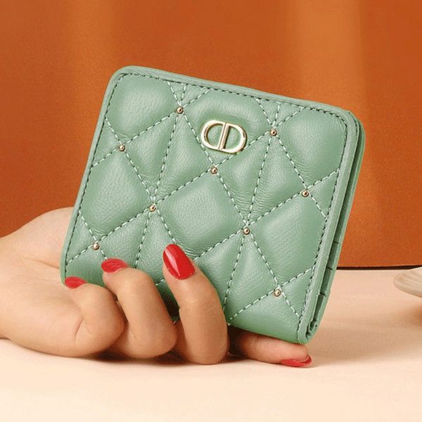 

designer wallets women's fashion purses for men leather rhomb short wallet for woman calfskin simple folding multifunctional holders, Red;black