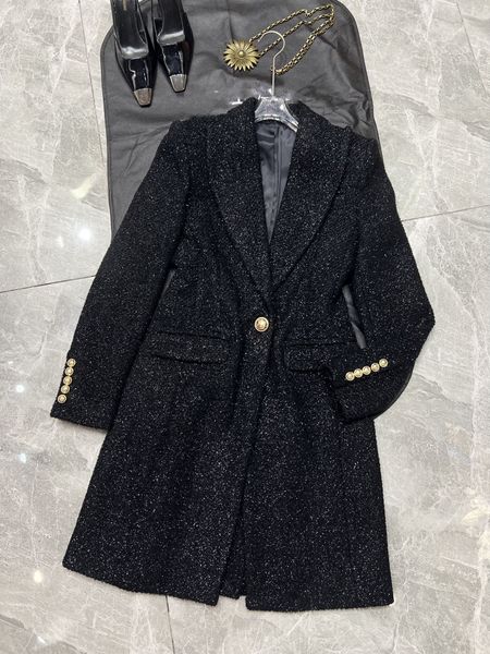 

women's trench coats 2022 european designer designs autumn and winter new wool women's long one button retro fit suit coat, Tan;black