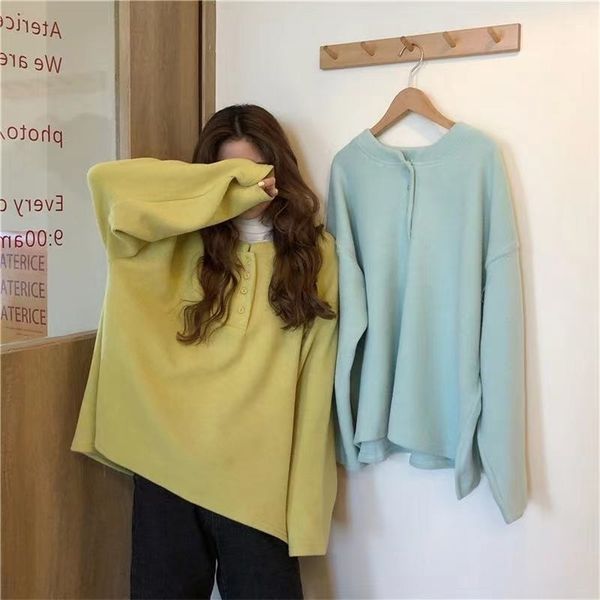 

womens hoodies sweatshirts autumn outfit han edition contracted joker ins wet fleece thin coat big yards dress 221008, Black