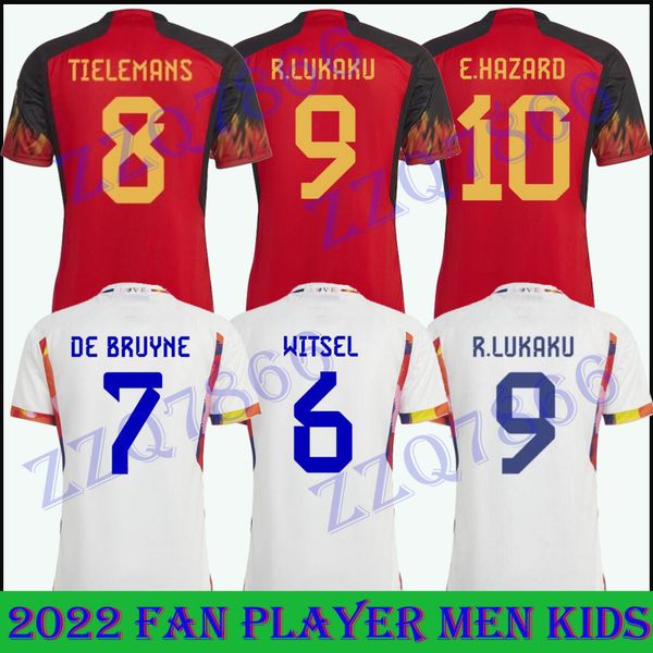 

2022 fans player world cup hazard soccer jerseys national team de bruyne courtois lukaku tielemans 22 23 batshuayi kevin men kids set footba, Black;yellow
