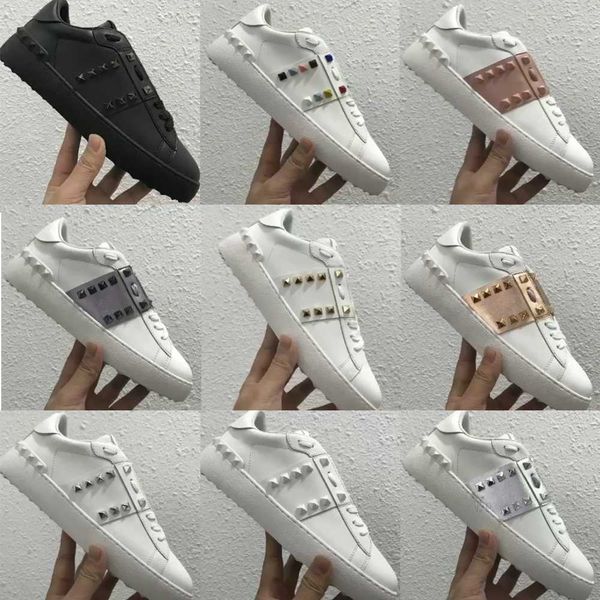 

studded valentinolies low shoes casual leather sneakers tre sport skateboarding skateboard trainers punk rivets, Black