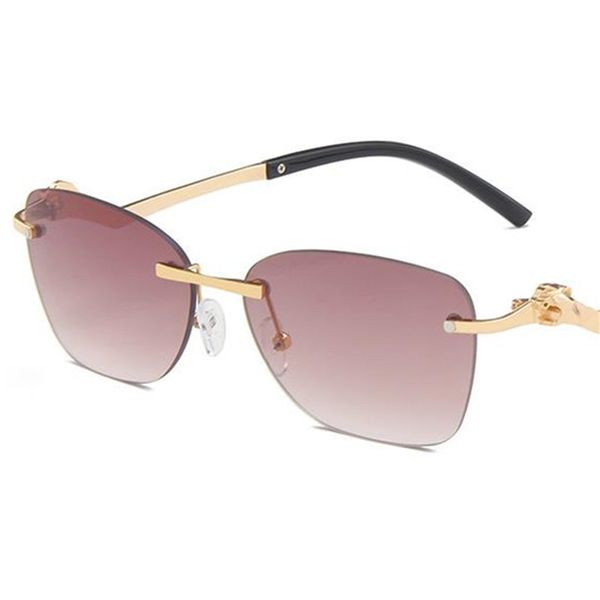 

women sunglasses rimless sun glasses gradient lens adumbral anti-uv spectacles personalized leopard temples eyeglasses, White;black