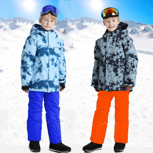 

skiing suits waterproof teeneger boy girl snow winter outdoor kids ski tracksuit warm fleece jacket pants children clothing sets 221008