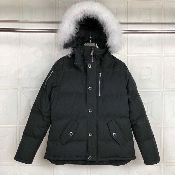 

men fur collar down jacket downs coats mens moose warm man winter coat outwear jackets knuck parkas doudoune, Black
