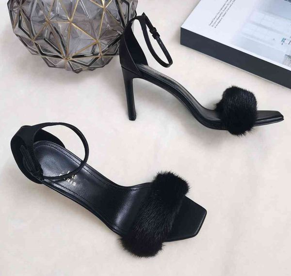 

yslity fashion yslity 2023 designer sandals leather shoes mid -high heels fiv, Black