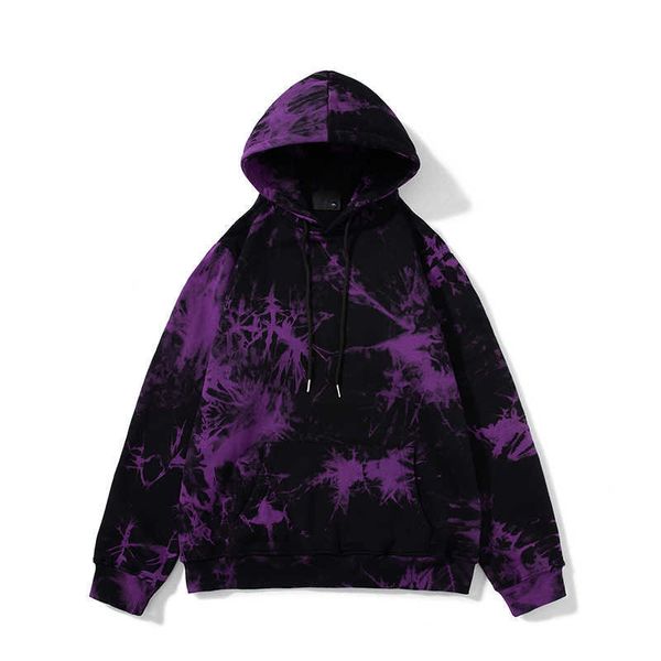 

men's hoodies sweatshirts belief 2022 autumn winter new tie-dye process men hooded full of temptation purple harajuku hoodies solid bas, Black