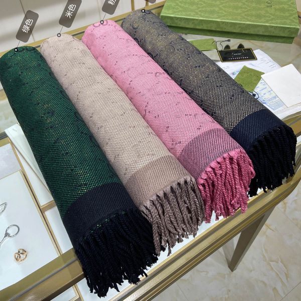 

classic tassel print cashmere scarf solid thick warm winter scarves for ladies letter print long pashmina shawls wraps high-quality wool 4co, Blue;gray
