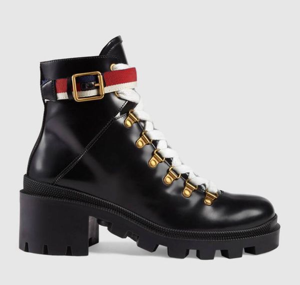 

super quality luxury embroidered lady ankle boots women leathers bee designer lug sole shoes crystals martin boot sylvie lace-up winter outd, Black