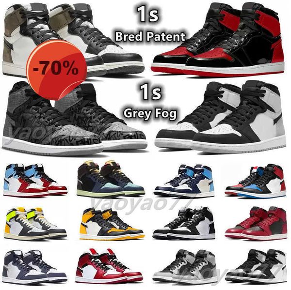 

university blue 1 og basketball shoes jumpman 1s high dark mocha unc light smoke grey hyper chicago patent bred royal toe men women trainers