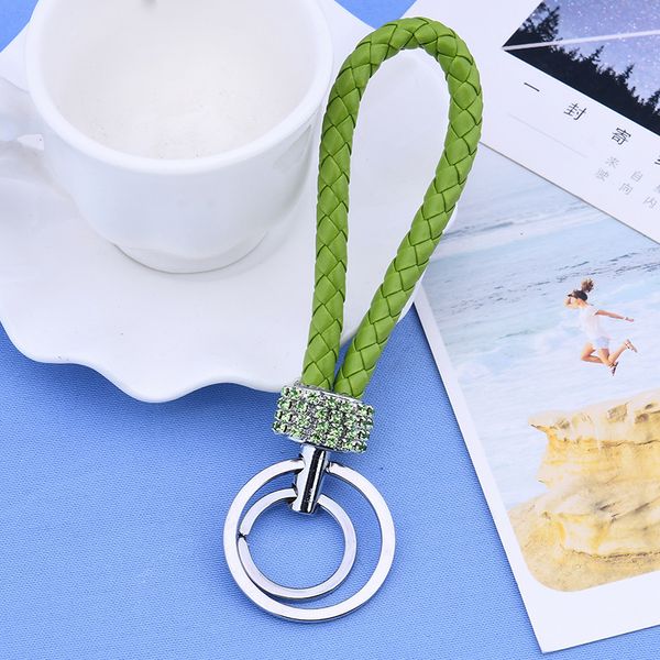 

2022 keychains diamond encrusted leather rope flash drill creative car bag key fashionable birthday gift accessories hand painting metal fit, Silver