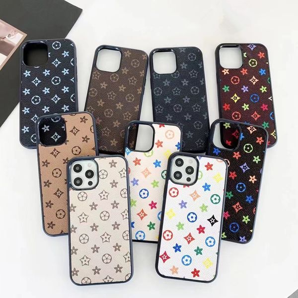 

brand designer leather phone cases for iphone 13 pro max 14 plus 12 mini 11 fashion letter print back cover case galaxy s21 s22 ultra luxury