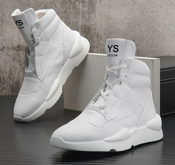 

men's skateboarding shoes high sneakers breathable white sports shoes students walking shoes chaussure homme, Black