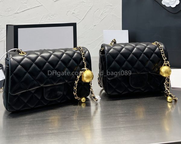 

cf flap crossbody ladies mini designer bags solid color sheepskin classic handbags small golden ball adjuster chain shoulder bag diamond qui
