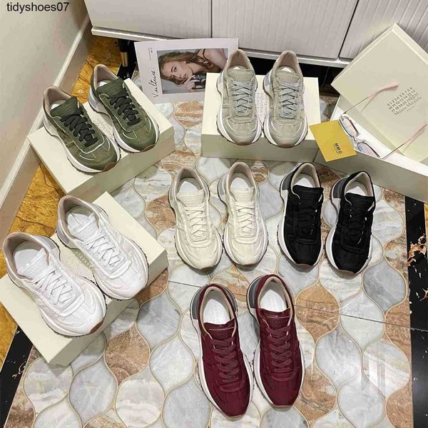

margiela dad shoes female heightening new muffin thick soled lace up lovers casual and versatile sports shoes, Black