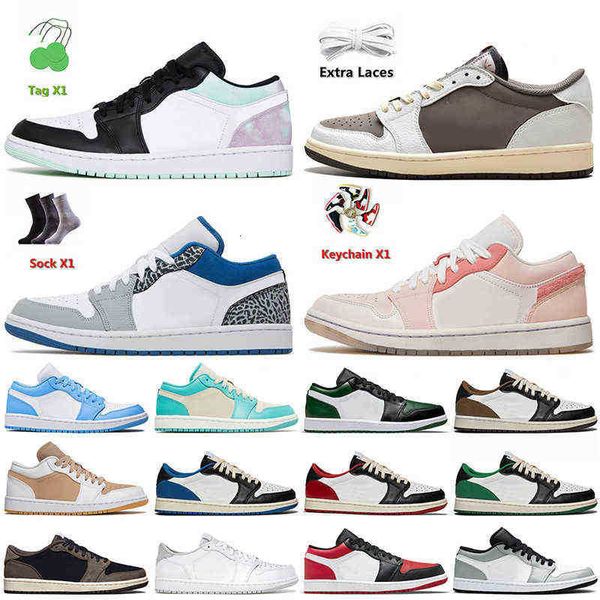 

2022 original jumpman 1 low women mens outdoor shoes 1s lows tie dye reverse mocha true blue mighty pink trainer air designer shoe og, Black