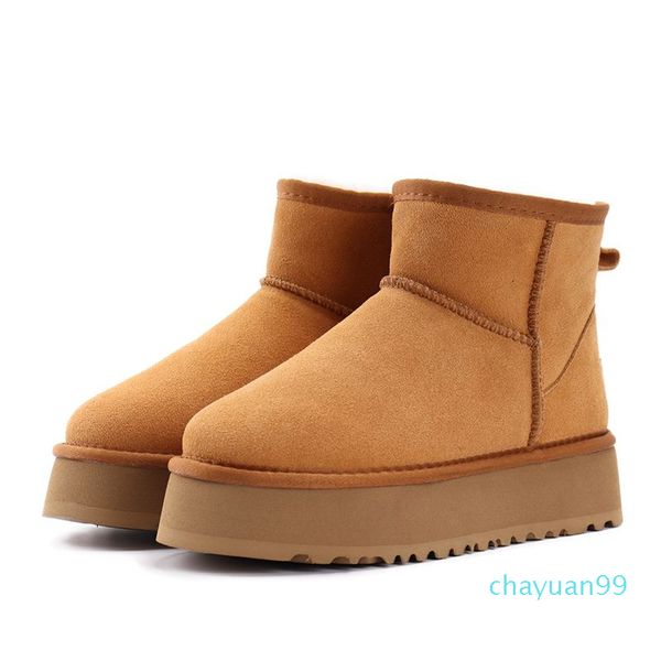 

ugglies boots fashion classic mini fur boots designer woman men platform snow boot leather fluffy warm winter ankle booties 5d62, Black