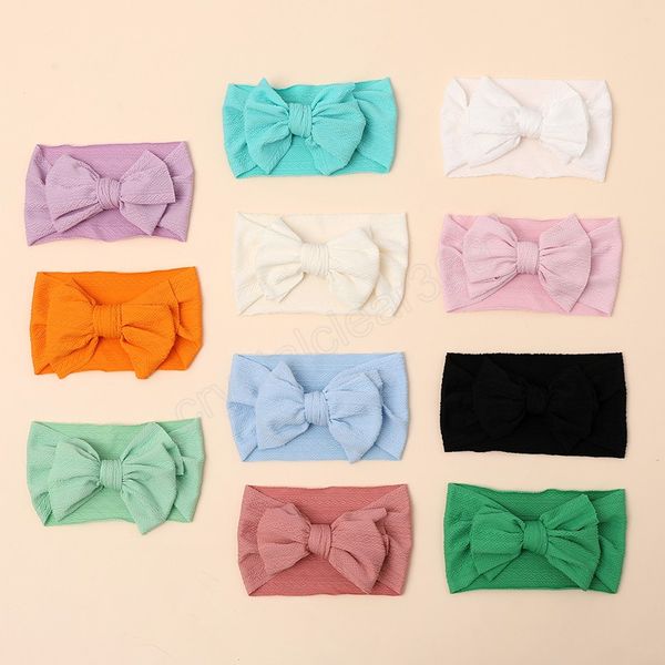 

baby bows headband children stretchy cable knit turban wide hairband for young girl headwrap lovely newborn hair accessories, Slivery;white
