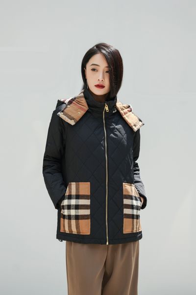 

brand designer women's down jacket 2022 new warm jacket loose hooded collar pocket panel casual lightweight soft touch women, Black