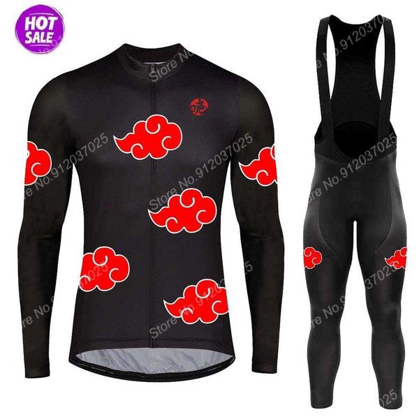 

cycling jersey sets 2022 akatsuki cartoon anime cycling jersey set men summer cycling clothing road bike suit thermal fleece jacket mtb mail, Black;red