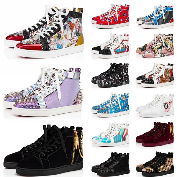 

customed luxury loafers boots red bottoms men woemn aakle triple s black white leather sipkes rivets suede platform grafitti flat casual sne