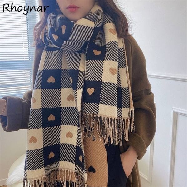

scarves women knitted heart-pattern plaid lovey girl winter keep warm college fashionable leisure chic classy female accessories 221010, Blue;gray