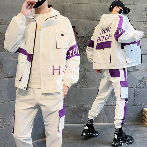 

men's tracksuits mens streetwear tracksuit set autumn sweat suit men hoodie jacket sweatpants hip hop male fashion joggers setsmen&#039, Gray