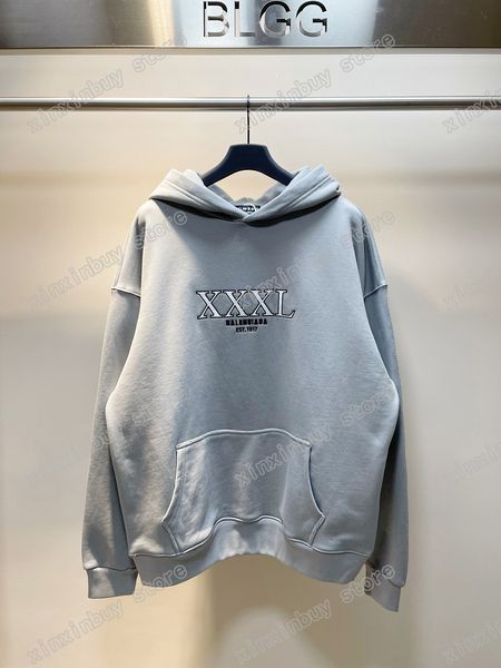 

xinxinbuy men designer hoodie sweater destroyed xxxl letter embroidery paris hand painted women black apricot s-2xl, Black;brown