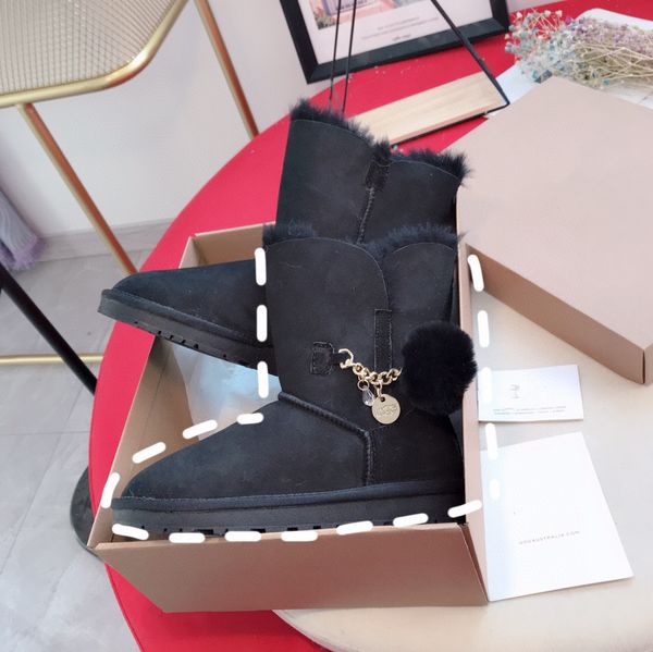 

ug classic women warm snow boots winter shoes full fur fluffy furry satin ladies boot ankle boot velvet shoe size 35-42, Black