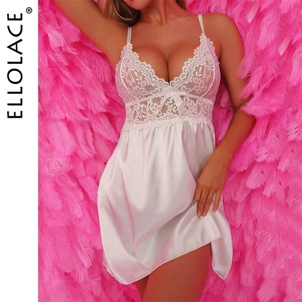 

pyjamas ellolace lace sleepwear deepv night dresses white nightwears for ladies transparent patchwork silk dress nightie mini nightgown 2210, Red;black