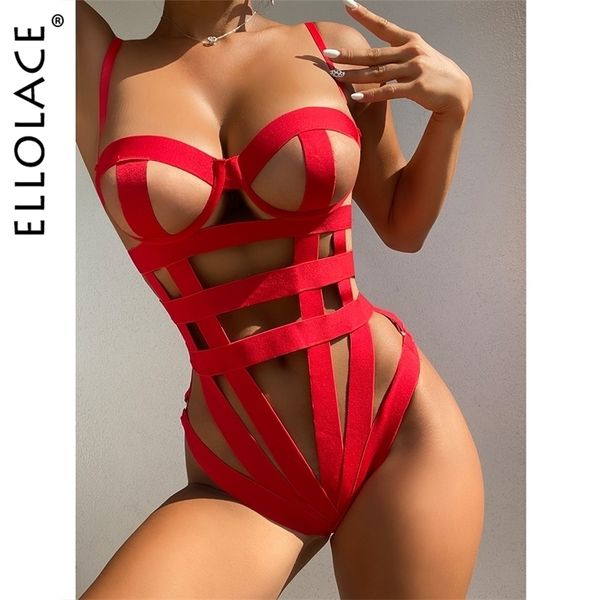 

pyjamas ellolace bodysuit lingerie erotic coustmes porn naked women without censorship red bandage sissy hollow onepieces teddy 221010, Red;black