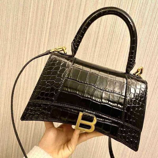 

designer balencigas trendy bags home hourglass version bag high women's leather crocodile single shoulder diagonal sense 2022 fashion