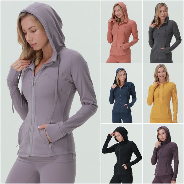 

ll-0203 hooded fiess wear womens sportswear yoga outfit outer jackets outdoor apparel casual running exercise long sleeve 917