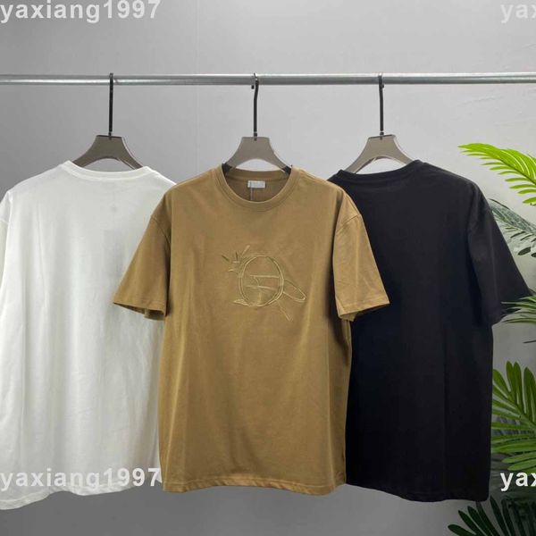 

2023ss spring and summer new hoodies high shirt grade cotton sweatshirts printing short pants sleeve round neck panel t-shirt size s-m-l-xl-, Black;brown