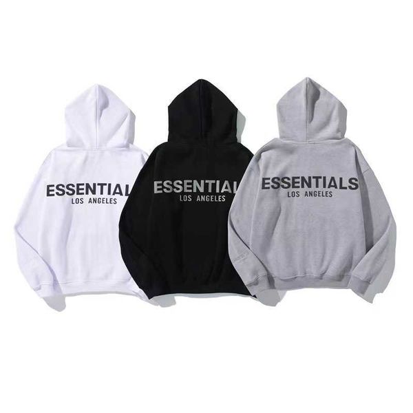 

classic trendy hoodies sweatshirts essential tide brand double line reflective letter hooded sweater men's women's ins high street, Black