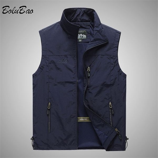 

men's vests bolubao spring men waistcoat outdoor leisure solid color vest young middle-aged pography fishing casual vest jacket male 22, Black;white